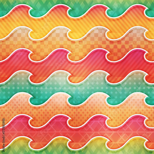 Colored wave seamless pattern
