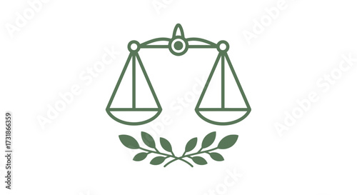Justice scale with olive branch