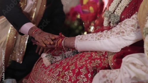 A Slow Motion Shot of an Indian Wedding where rituals are being performed in India

