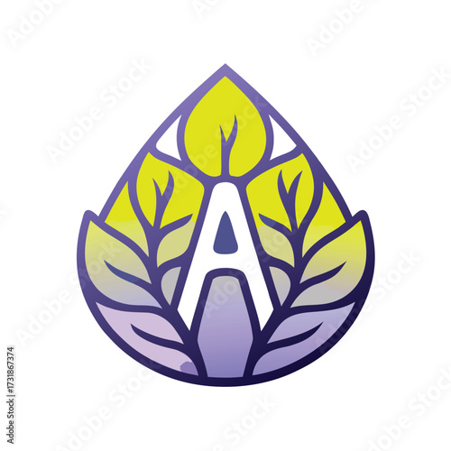 Leaf-Shaped Logo with Letter A