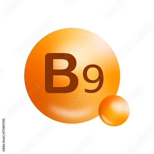 Vitamin B9 Glossy vecter