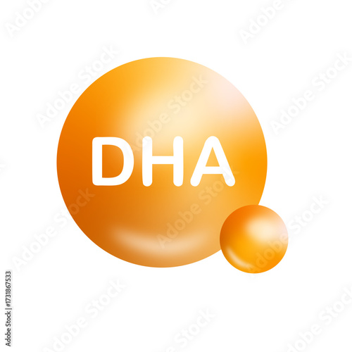 DHA Vitamin  Supplement Nutrition Glossy vecter