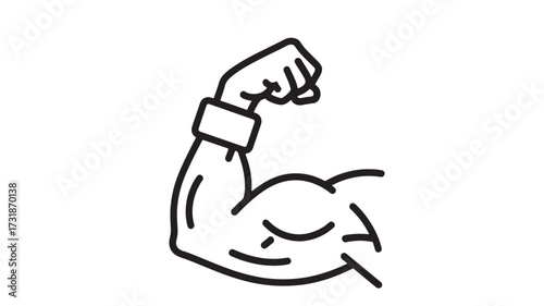 Biceps muscle line art illustration strong arm vector icon isolated on white background