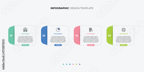 Business infographic template. 4 Step timeline journey. Process diagram, 4 options on white background, Info graph elements
