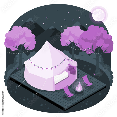 Glamping Isometric Illustrations
