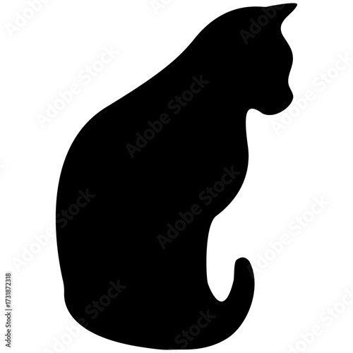 横を向いた猫のシルエットイラスト