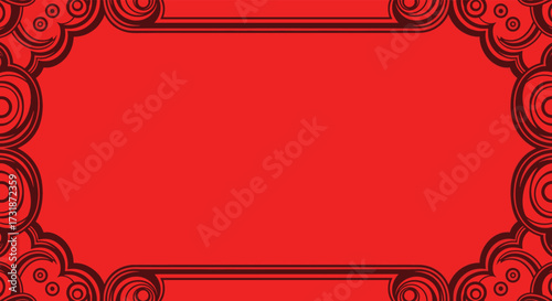 A vibrant red ornate decorative frame with a simple background for your design needs.