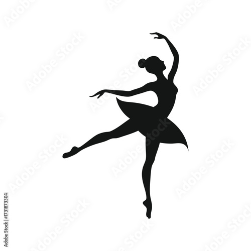 Ballet Dancer Silhouette on White Background Vector