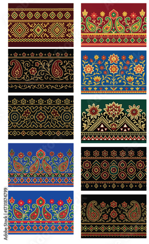 geometrical border lace design for saree and suit dupatta