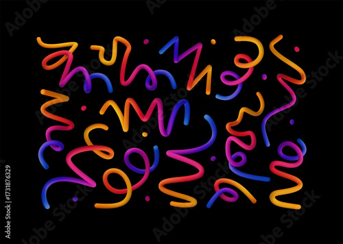 Wallpaper Mural Colorful Abstract Illustration with Gradient Lines on a Black Background Torontodigital.ca