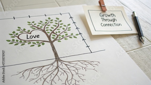 Tree Diagram With Roots Labeled Love Illustrating Growth and Connection