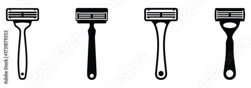 WebStylish razor illustrations in various designs, perfect for grooming and shaving product branding, offering a sleek and modern aesthetic
