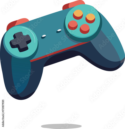 A video game controller displayed on a plain white background, highlighting its design and features.
