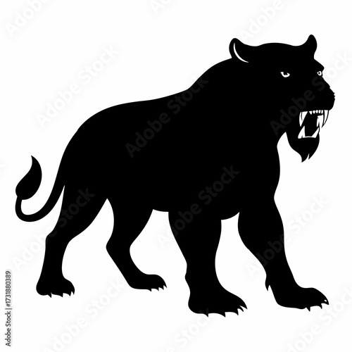 Vector illustration of aggressive black panther silhouette