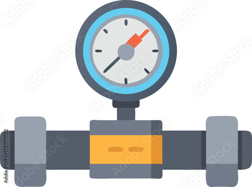 Flat vector icon of a flow meter with white background.