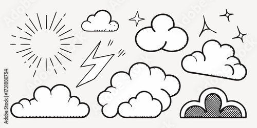 Whimsical weather doodles bring a touch of playful charm, perfect for adding a lighthearted feel to your designs, ideal for creative projects
