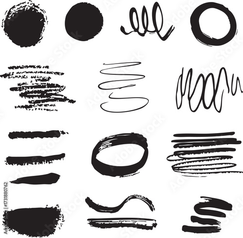 set of hand drawn ink doodles
