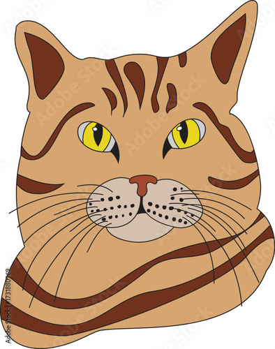 Happy cartoon kitten illustration isolated on white with a cute smile and a black tail is a fun vector art of a domestic feline pet