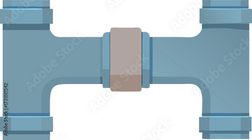 Flat vector icon of a pipe coupling with white background.