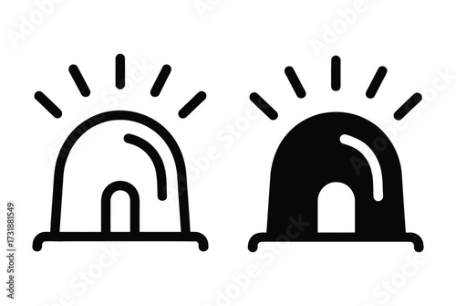 WebEmergency siren graphic icon set with outline and filled versions, perfect for design, alert symbols and urgent communication needs