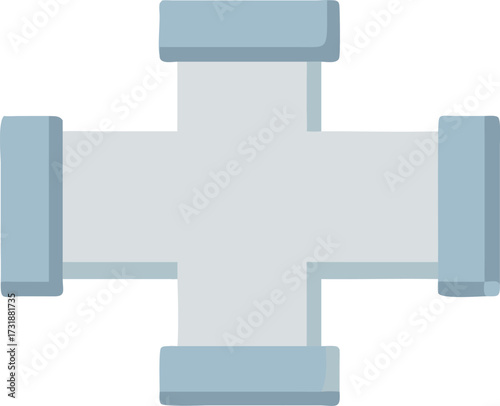Flat vector icon of a pipe tee fitting with white background.