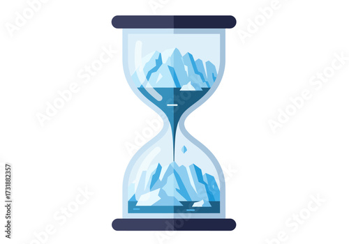 Hourglass with Melting Iceberg Climate Change Concept.
