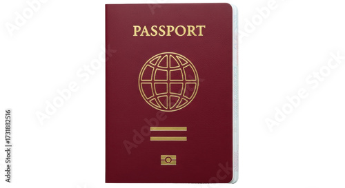 Bild auf Leinwand Isolated burgundy passport book with gold graphics ready for a visa stamp for in