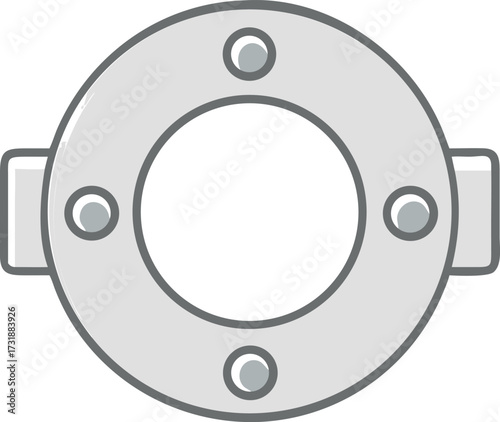Minimal vector icon of a pipe flange with white background.