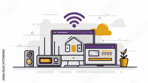 Home office setup with wireless connectivity