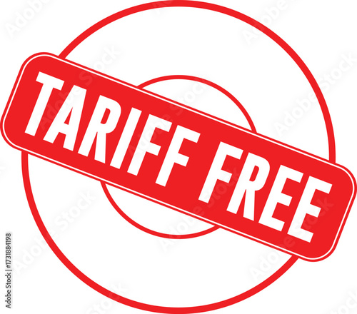 A red circular stamp seal with a diagonal rectangle stating 'Tariff Free' in bold white letters.