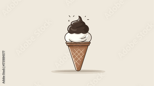 Ice cream cone with chocolate topping