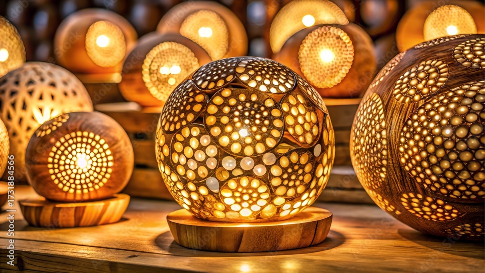 Fototapeta premium Warm glowing moroccan lanterns with intricate patterns