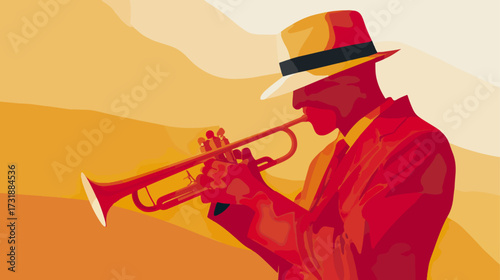 Man playing trumpet in vibrant colors