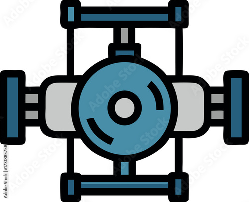 Simple vector icon of a diaphragm pump with white background.