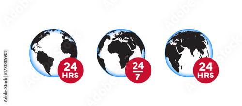 24/7 support icon set. Customer service and support icons