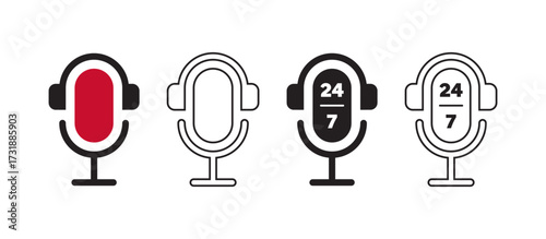 24 hour service icons. Customer service and support icons