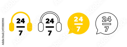 24 hour support. Customer service and support icons