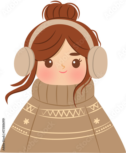 Girl wearing earmuffs and sweater