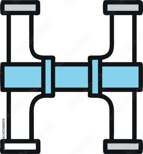 Simple vector icon of a water pipeline section with white background.
