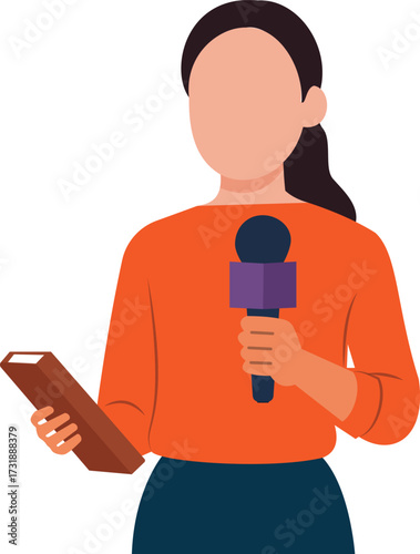 Professional Female Journalist Reporting Live