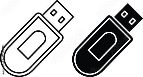 USB flash drive icon for data storage and transfer memory stick