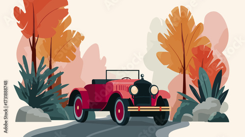 Vintage car in autumnal setting