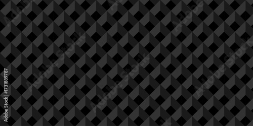 Abstract black geometric cube wall creative concept triangle overlap square technology background. vector digital cubes fabric and wallpaper grid block texture background.	
