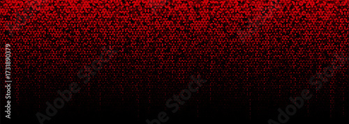 Geometric Triangular Pattern Matrix Effect. Red Black Triangle Background Halftone Mosaic Style for Fintech Cybersecurity, Hacker Attack, Computer Fraud, Scammer and Phishing. Vector illustration