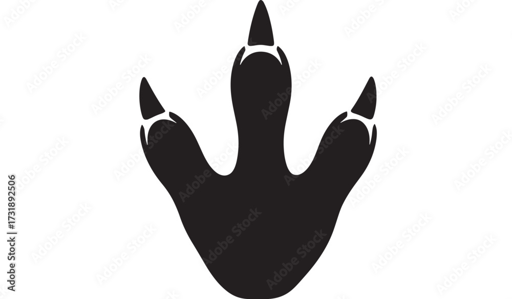 Fototapeta premium Dinosaur footprint vector illustration simple black silhouette of a three-toed claw isolated on white background