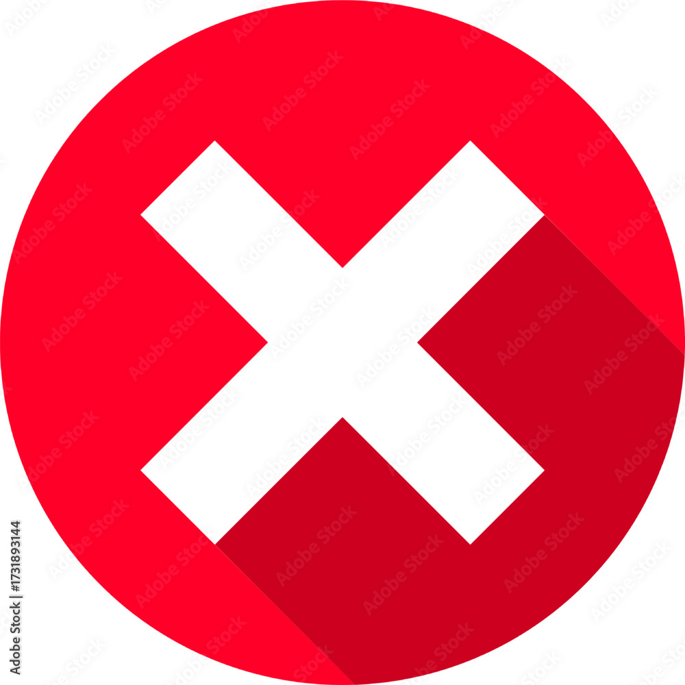 Fototapeta premium Red cross mark symbol. Cross mark 3D button