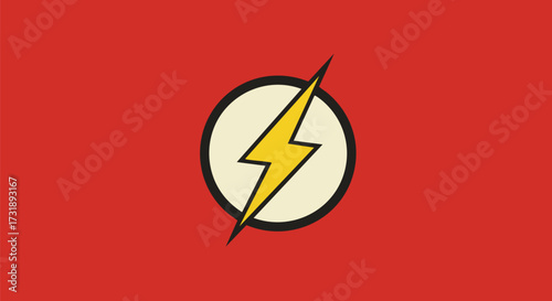 Comic-Style Lightning Bolt in a Circle