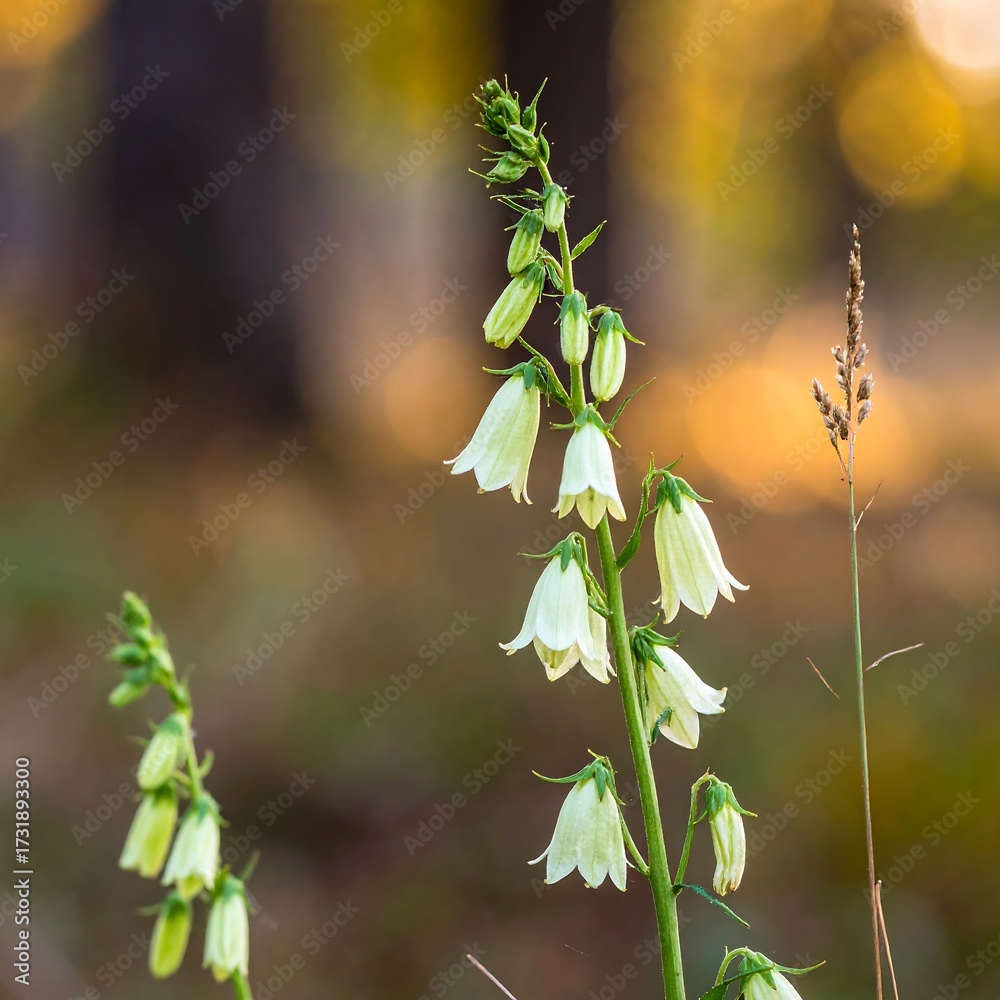 Fototapeta premium Close-up of delicate white flowers, soft bokeh background