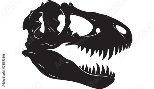 Tyrannosaurus Rex skull silhouette prehistoric fossil illustration isolated on white background