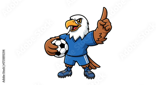 Energetic eagle mascot ready for the soccer game with dynamic pose and determined expression